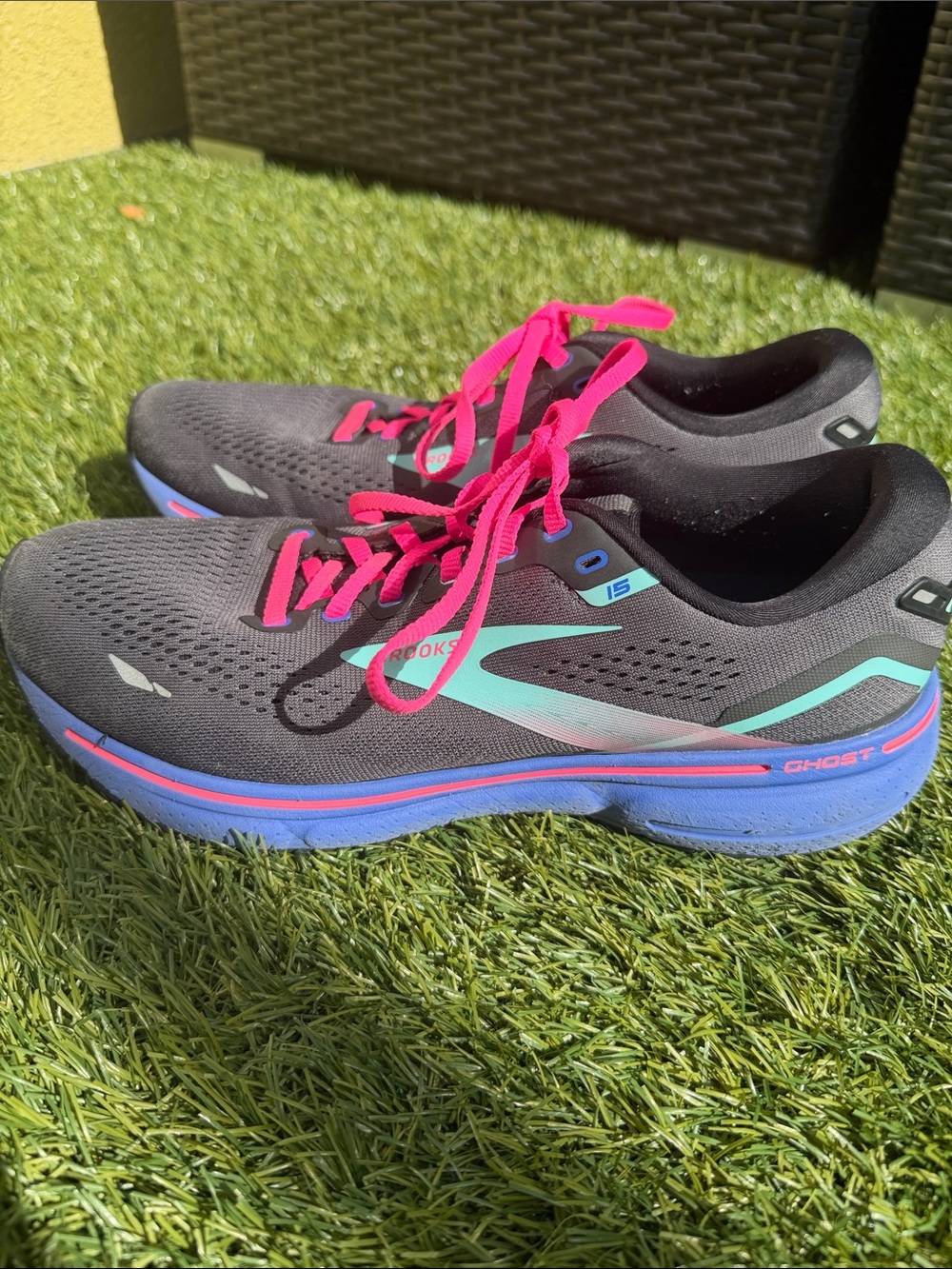 Brooks Ghost 15 Running Shoes Women’s 
 10.5 B Gray Pink Blue Athletic Sneakers